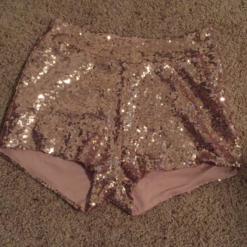 Champagne Pink Sequin Shorts